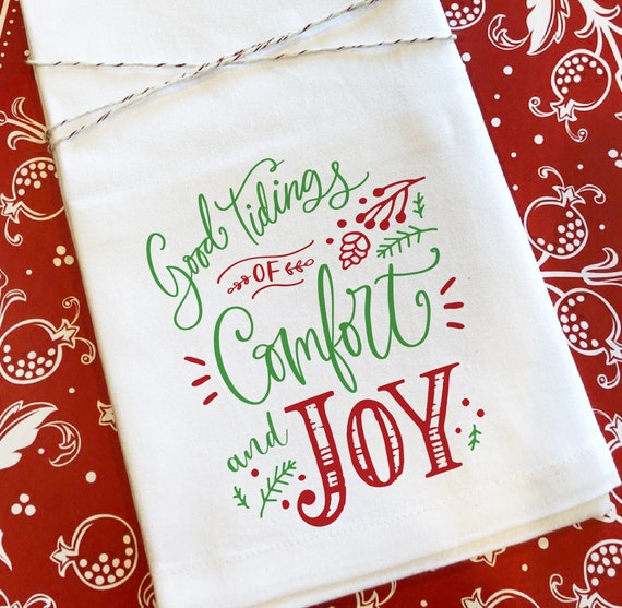 Good Tidings of Comfort and Joy Christmas Tea Towel Custom Tea