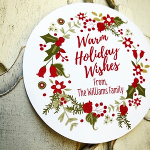 Personalized Christmas Garland Holiday Gift Tags, Holiday Labels | Christmas Gift Sticker | Christmas Labels | Custom Christmas Stickers