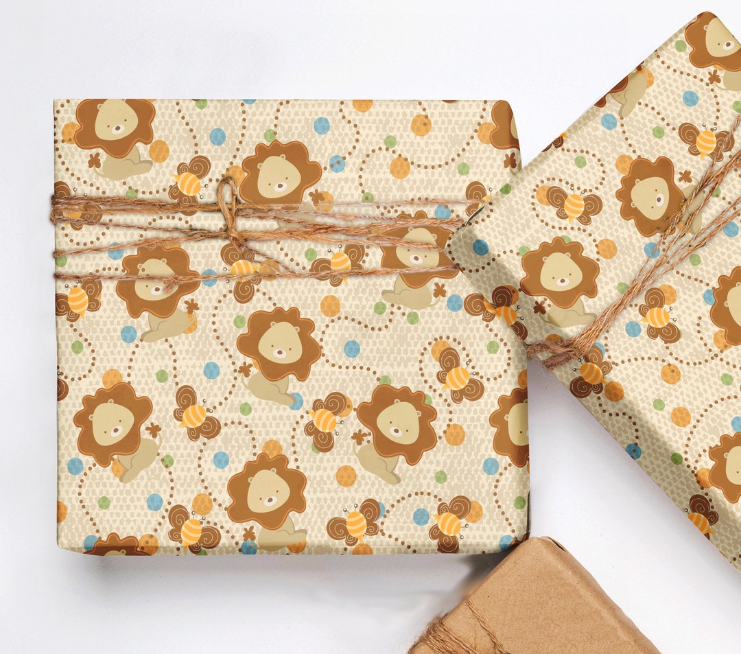Lion Safari Gift Wrap Kids Wrapping Paper Party Paper Etsy
