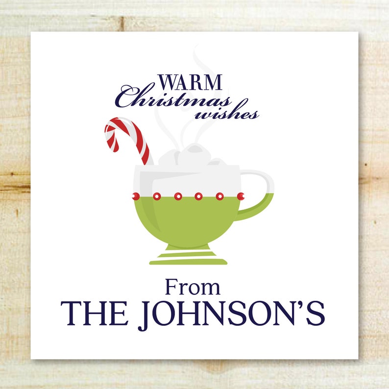 Personalized Christmas Cup Holiday Gift Tag or Sticker