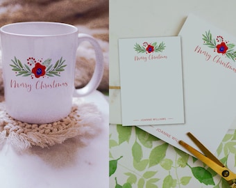 Red Poppy Laurel Christmas Mug Gift Set