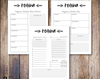 Name and Leaves Custom Planner Note Pad | Daily, Weekly and Weekly Menu Planning Note Pads Available in 3 sizes | 28 Font Color Choices
