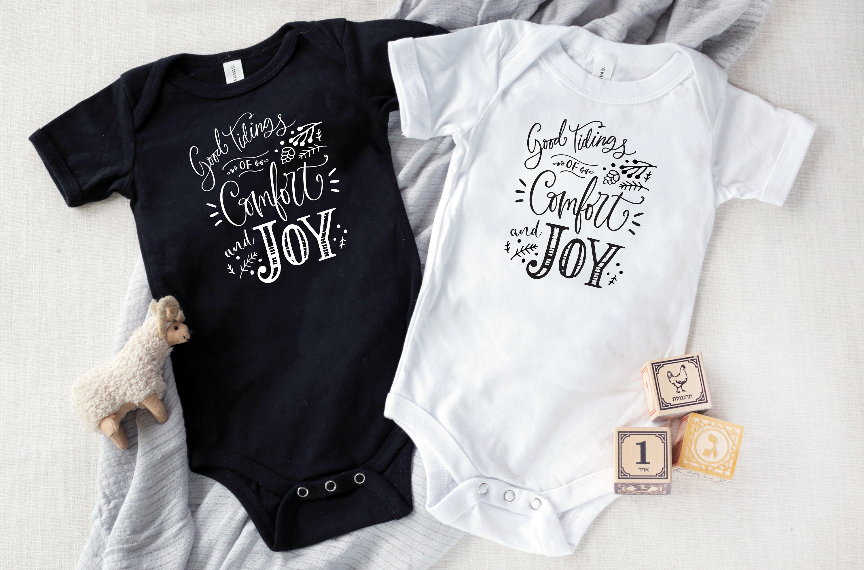 Christmas Baby Bodysuit: Good Tidings of Comfort and Joy, Cotton Jersey