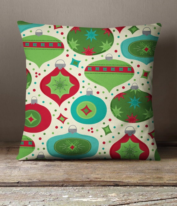 Pillow Cover or Pillow Holiday Ornaments Red & Green Throw Etsy