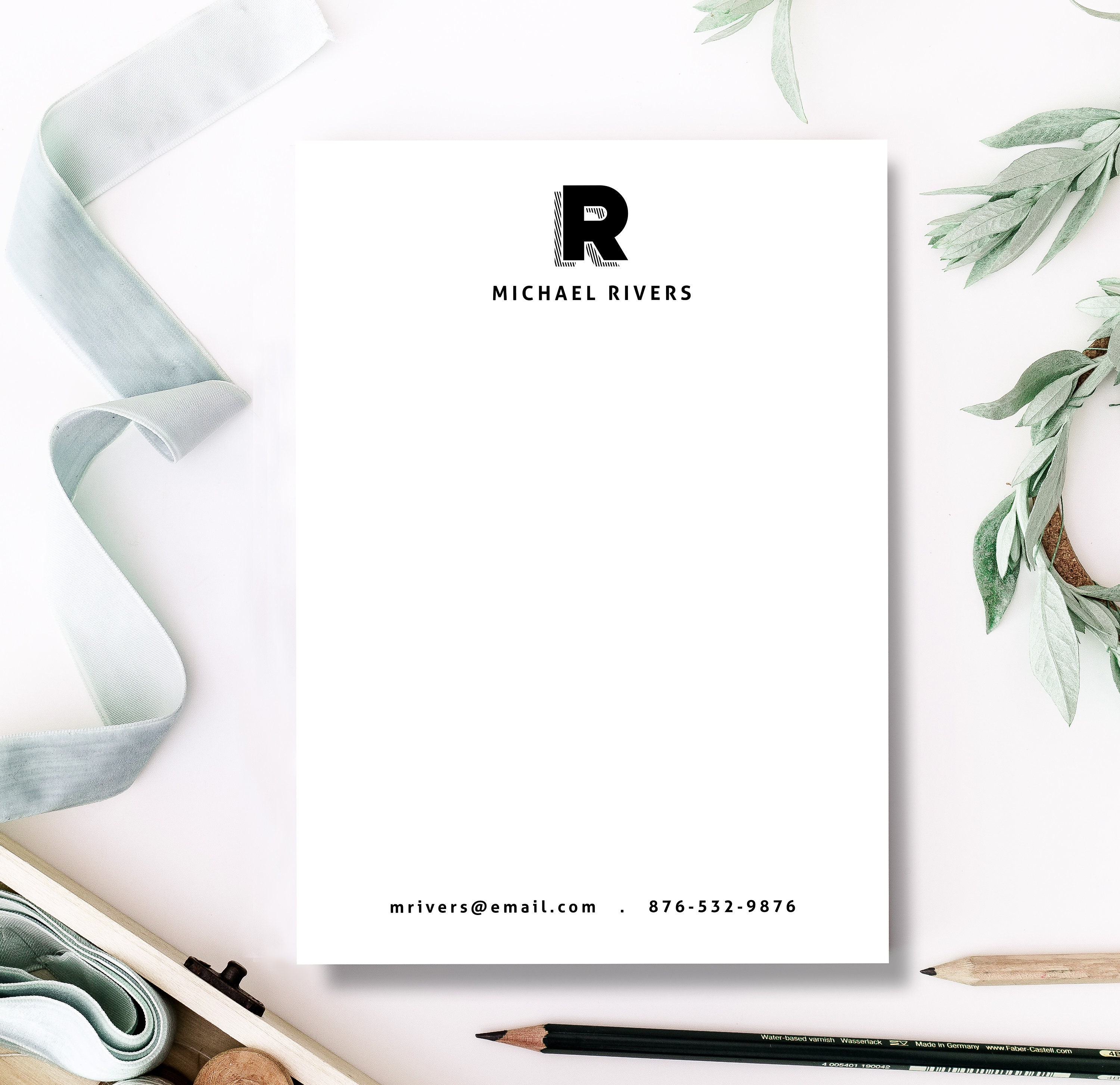 Monogram Shadow Personalized Notepad | Personalized Stationery Note Pad ...