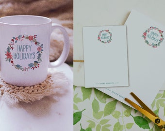 Happy Holidays Wreath Mug Gift Set