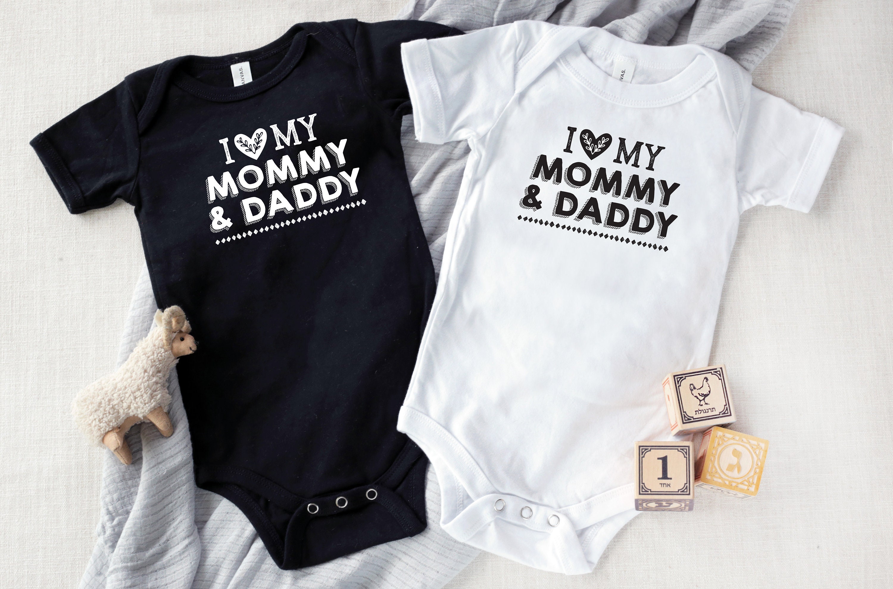 I Love My Mommy or Daddy Baby Bodysuit Love Mommy or Daddy Baby