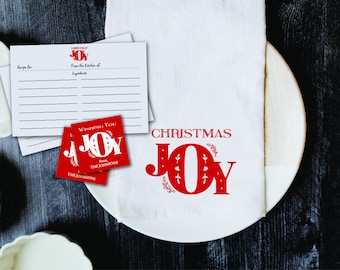 Christmas JOY Holiday Tea Towel and Recipe Cards Gift Set