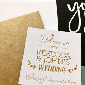 Gold Willkommen Hochzeitsgeschenk Tag Aufkleber | Personalisierte Etiketten Hochzeit | Individuelle Geschenkaufkleber oder Tags | Vollständig anpassbar