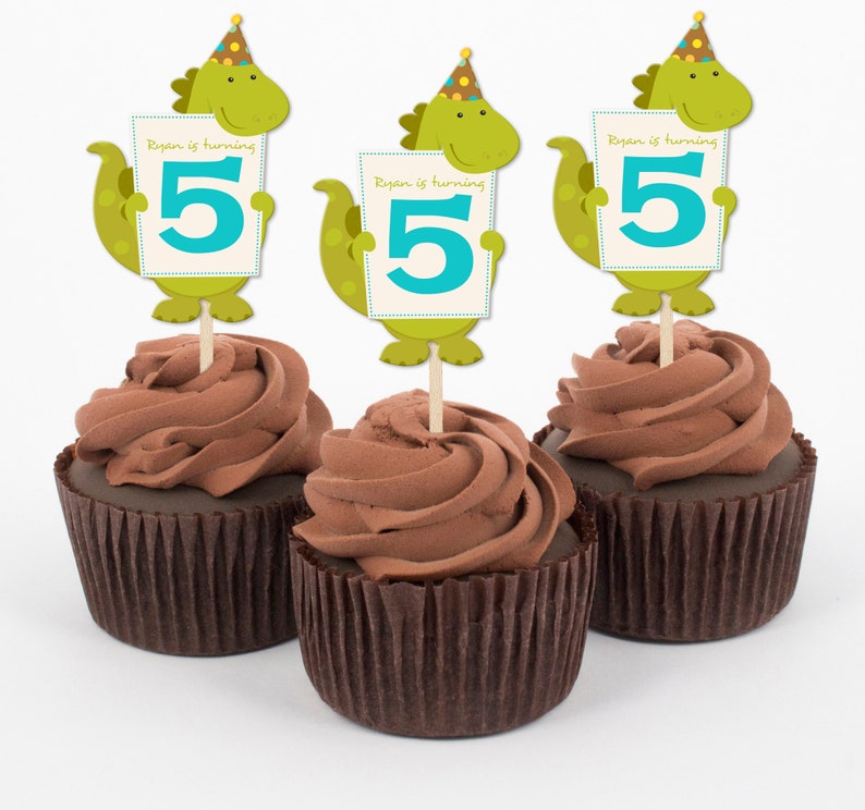 Dinosaur Cupcake Toppers Custom Party Cupcake Toppers Etsy