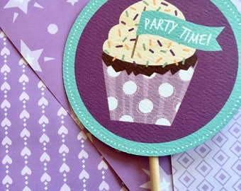 Cupcake Thème Cupcake Toppers | Toppers de cupcakes de fête personnalisés | Décor de fête | Cupcake Toppers Anniversaire Thème Cupcake