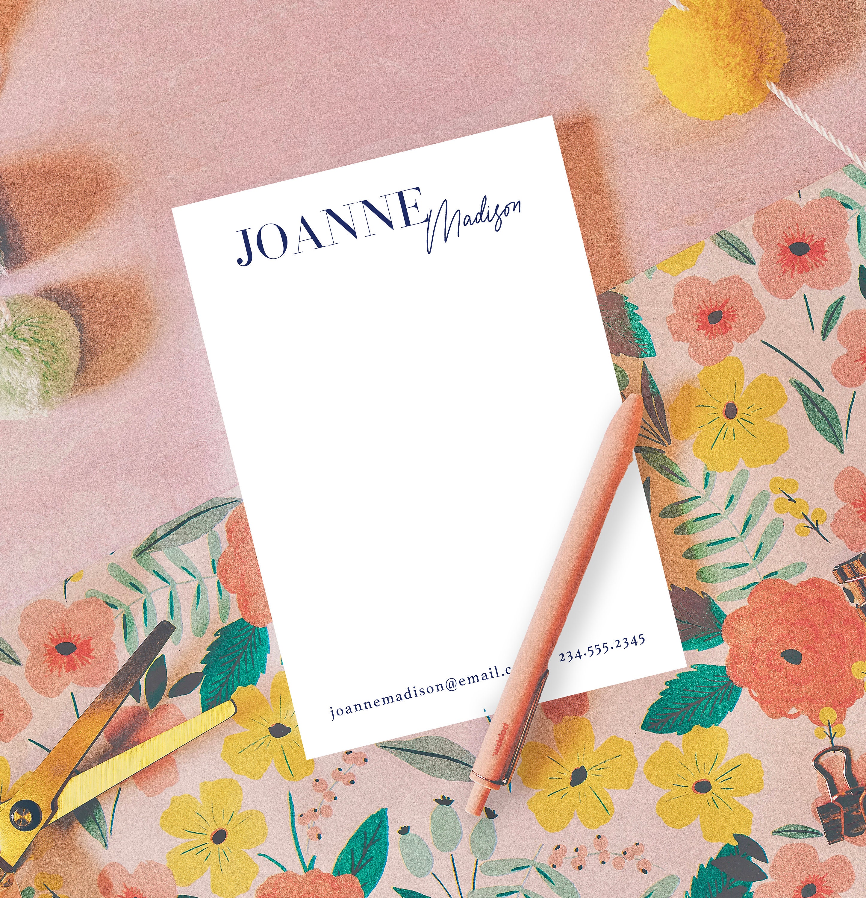 Block Script Personalized Notepad | Personalized Stationery Note Pad ...