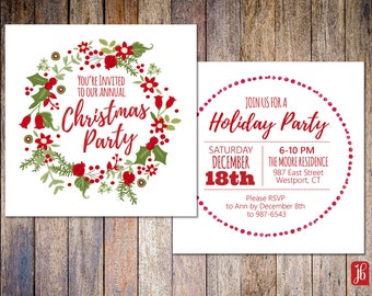 Custom Holiday Invitation Christmas Garland Invite for a Holiday Party | Custom Die Cut Invite | Christmas Invite for the Holidays