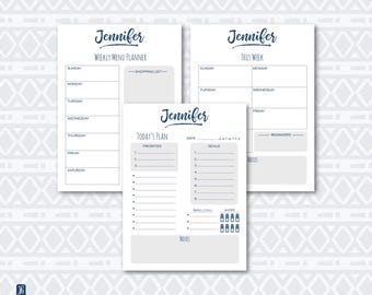 Personalized Navy Planner Notepad: Daily, Weekly, Menu (3 Sizes)