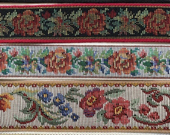 Tapestry Trim Floral Ribbon - by the yard