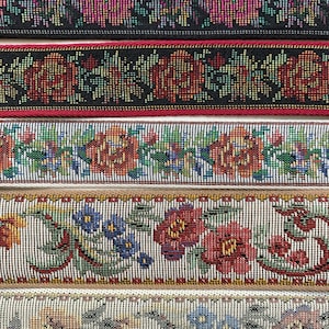 Tapestry Trim Floral Ribbon - by the yard