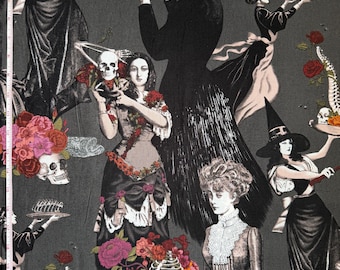 Key Ingredients by Alexander Henry Fabrics - Smoke - Halloween Ghost Witches - One Yard