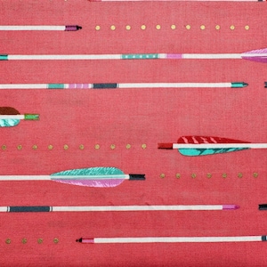 Fat Quarter - Mustang by Melody Miller for Cotton and Steel Fabrics - Arrows on Coral - 18&quot; x 21&quot;