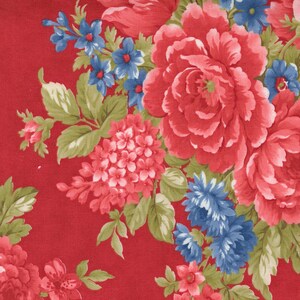 Belle Isle od Minick and Simpson dla Moda Fabric - Bukiet róż, czerwony, pół jarda