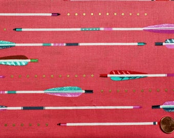 Mustang by Melody Miller  for Cotton and Steel Fabric - Coral Arrows Metallic - Fat Quarter OOP