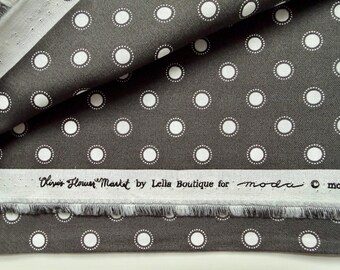 Olive's Flower Garden by Lella Boutique for Moda Fabric - Blackboard White Dots - Half Yard