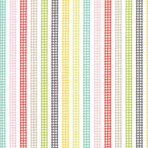 May include: A seamless pattern featuring vertical stripes in various colors, including red, pink, green, yellow, and gray. Each stripe has a gingham check pattern, creating a cheerful and vibrant design. The background is white.