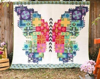 RARE Tula Pink Butterfly Quilt Kit - Craftsy Rainbow Version - Birds and The Bees, True Colors