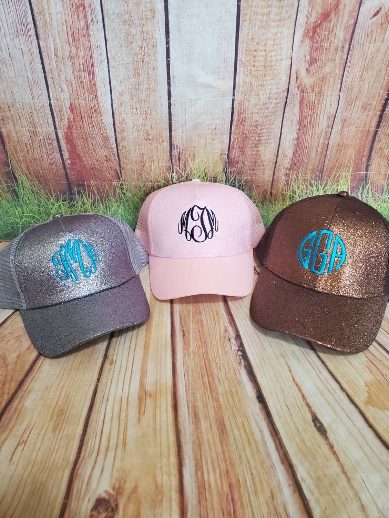 Glitter Ponytail Caps Ponytail hat Embroidered glitter Etsy