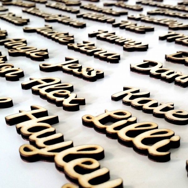 Personalised Wooden Place Names | Wedding Table Settings | Laser Cut Name Cards | Rustic Wedding Decor