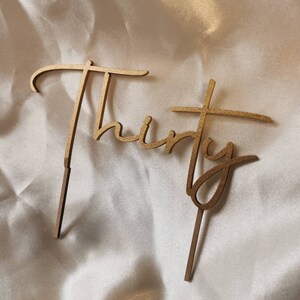Thirty 30 Birthday Cake Topper | Custom Number Topper | Laser Cut Birthday Cake Decoration