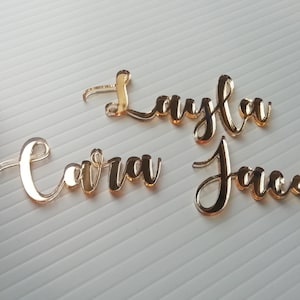 Fancy Gold Mirror Place Settings / Names - Laser Cut Names - Wedding Reception - Mirror Acrylic - Guest Seating - Wedding Seating