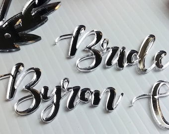 Mirror Acrylic Place Names – Wedding Guest Name Tags – Laser Cut Table Settings – Custom Place Cards – Personalised Name Favours