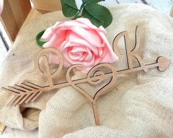 Rustic Arrow Wedding Cake Topper - Custom Cake Topper Personalised - Wedding Reception