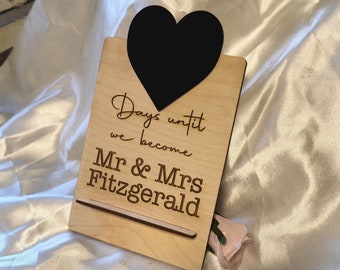 Engagement Countdown Sign - Personalised Chalkboard - Great Gift - Countdown Sign