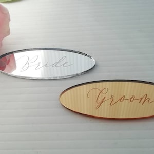 Fancy Mirror Place Settings / Names - Laser Cut Names - Wedding Reception - Mirror Acrylic - Guest Seating - Wedding Seating
