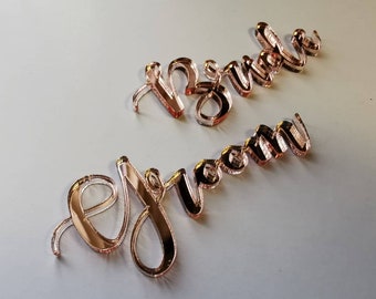 Rose Gold Mirror Acrylic Place Cards - Laser Cut Wedding Names