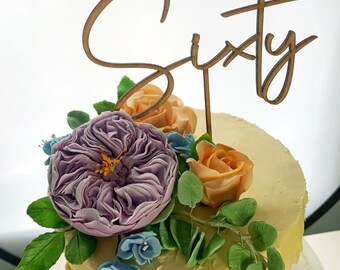 Sixty 60 Cake Topper - Custom Cake Topper Personalised - Weddings, Birthdays, Baby Showers