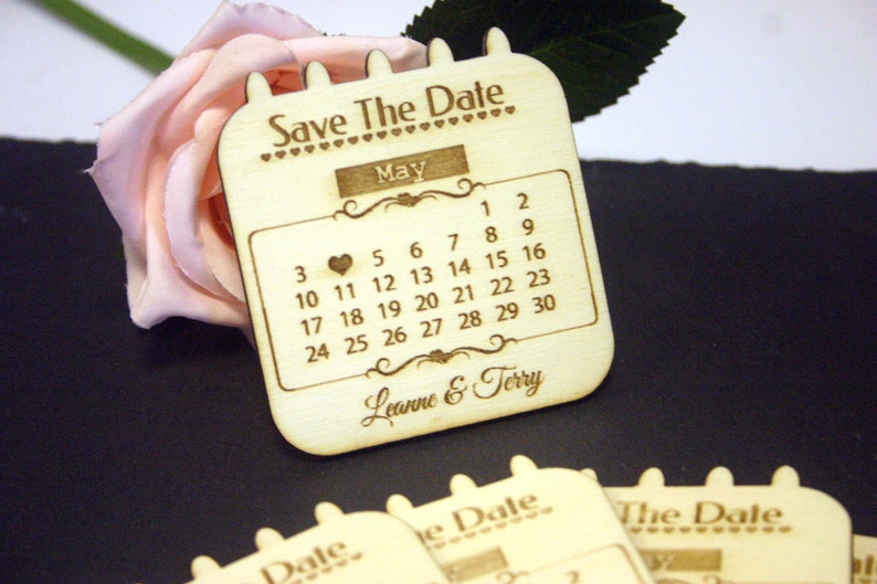 Wedding Save The Date Magnets Beautiful Rustic Calander Style