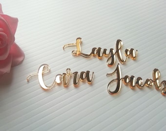 Gold Mirror Acrylic Laser Cut Name Place Setting - Wedding Decor