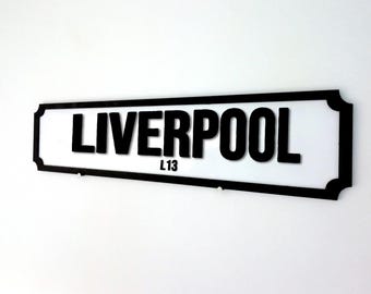 LIVERPOOL Street Sign With Postcode Wedding Gift - Anniversary Gift - Street Name - Vintage Sign  Wedding Sign