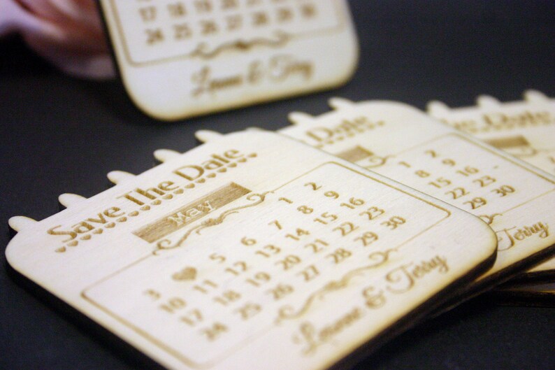 Wedding Save The Date Magnets Beautiful Rustic Calander Style