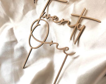 Twenty One Cake Topper - 21st Birthday Cake Topper - 21 Party Decor - Milestone Birthday Gift