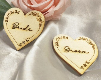 Wooden Heart Wedding Place Names, Laser Cut Guest Seating