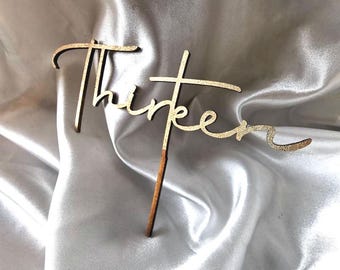 Thirteen Cake Topper - 13th Birthday Cake Topper - 13 Party Decor - Teen Birthday Gift
