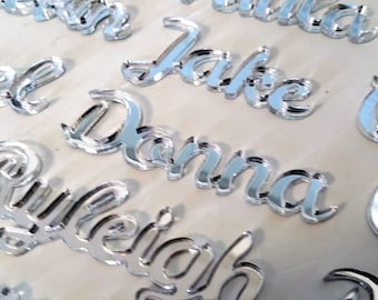Mirror Acrylic Place Setting Names - Laser Cut Wedding Decor (Set of 10)