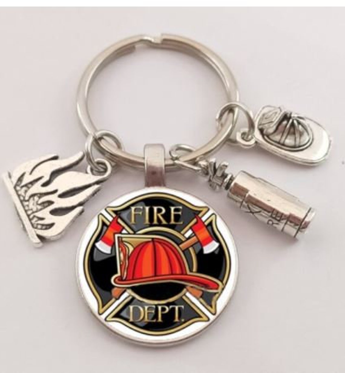 Firefighter Keychain l Fire Department Pendant l Fire Etsy