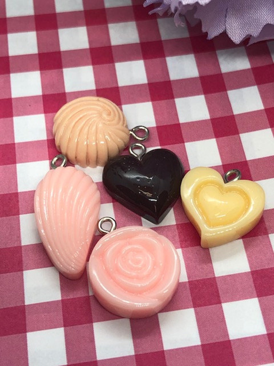 5 pcs Chocolate Candy Resin Charms with Hooks Bracelet DIY Etsy