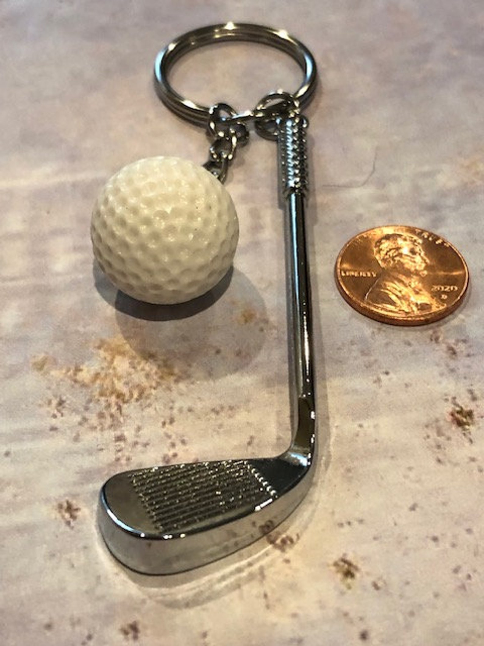 Golf Club and White Ball Keychain l Golf Club l Golf Ball l Etsy