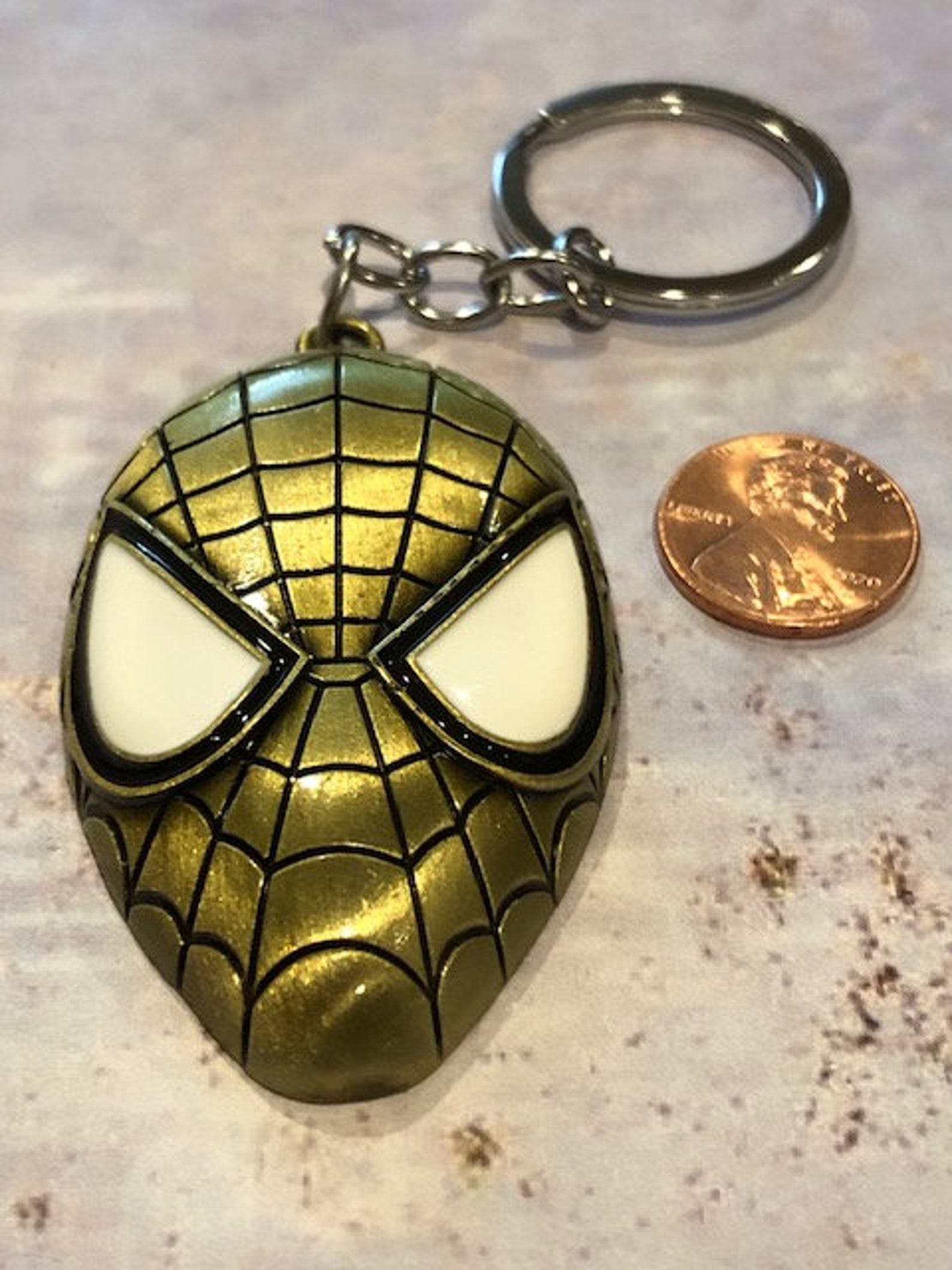 Spiderman Head Keychain l Bronze and Black Spiderman Keychain Etsy