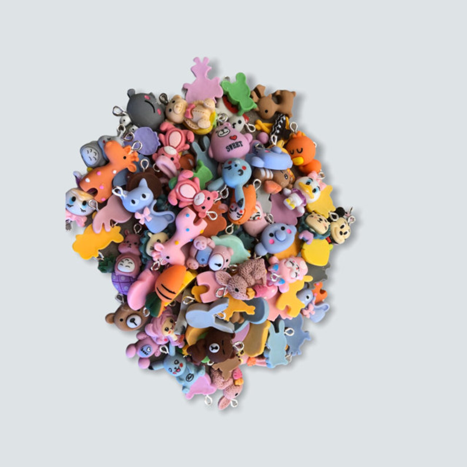 10 pcs Assorted ANIMAL slime charms with eye screws for Etsy